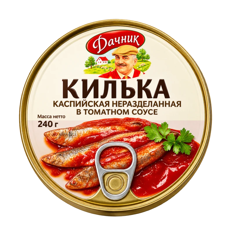 Килька каспийская Дачник неразделанная в томатном соусе