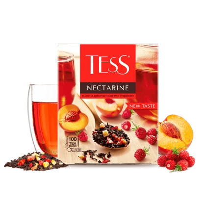 Чай TESS Nectarine черный с персиком и земляникой