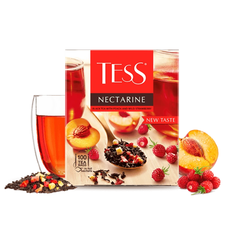 Чай TESS Nectarine черный с персиком и земляникой