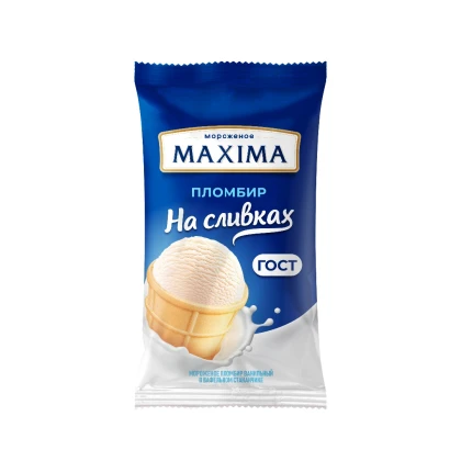Мороженое MAXIMA пломбир ванильный в вафельном стаканчике