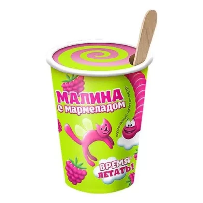 ЗМЖ Мороженое ВРЕМЯ ЛЕТАТЬ! малина с мармеладом картонный стакан