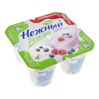 Продукт йогуртный Нежный Лёгкий с соком лесных ягод 0,1%