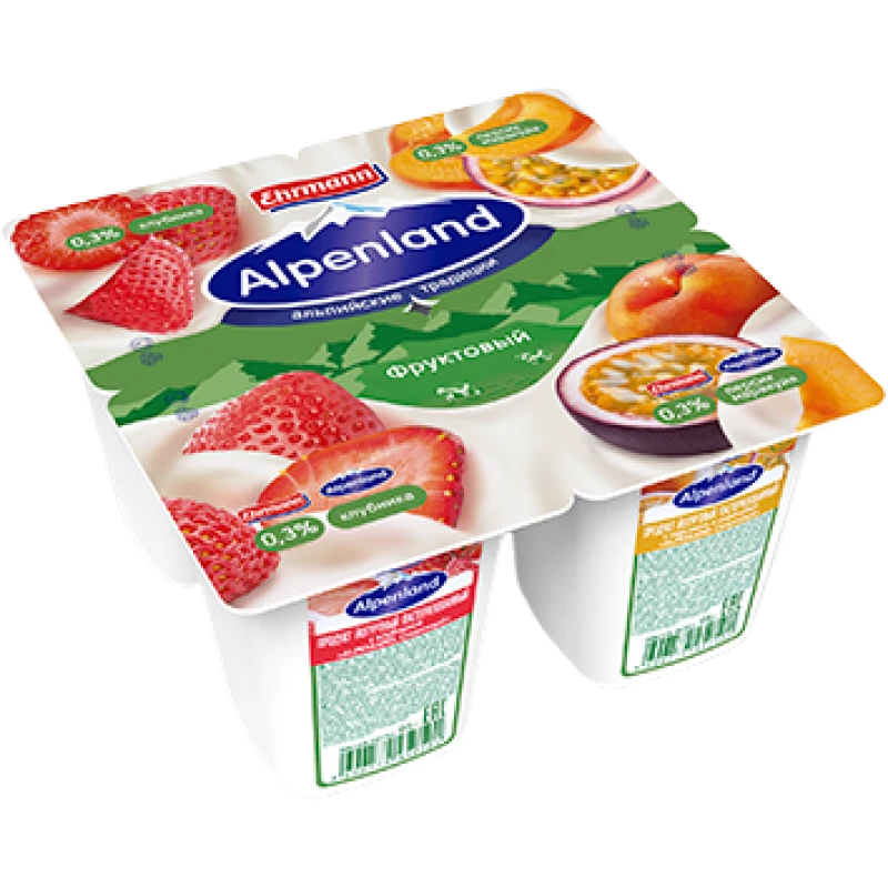 Йогуртный продукт Alpenland Клубника / Персик-маракуйя 0,3%