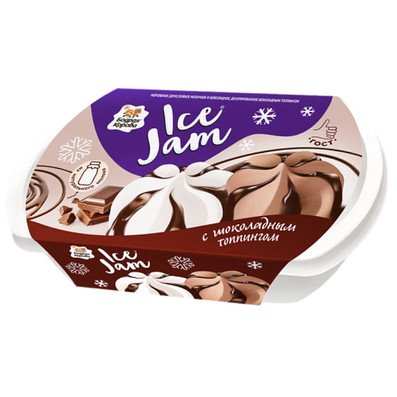 Мороженое ICEJAM двухслойное с шоколадным топпингом