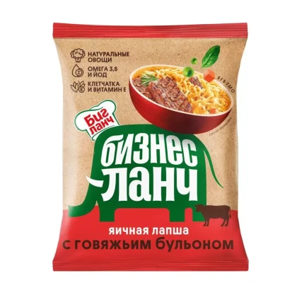 Лапша быстрого приготовления Бизнес Ланч яичная с говяжьим бульоном