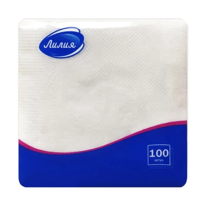 Салфетки бумажные Лилия белые, 100 шт.