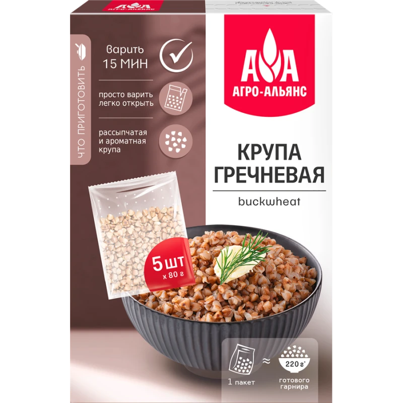 Крупа гречневая Агро-Альянс в варочных пакетах