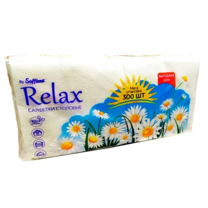Салфетки бумажные Soffione Relax 1 слой 300 шт 24×24 см