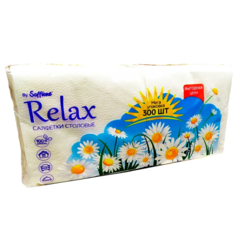 Салфетки бумажные Soffione Relax 1 слой 300 шт 24×24 см