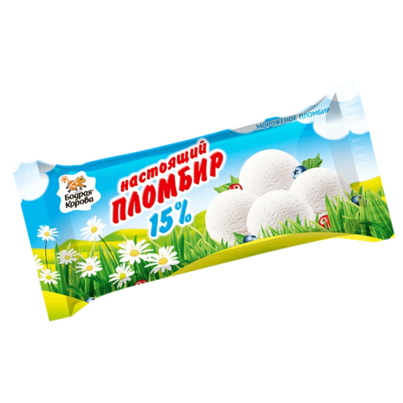 Мороженое Бодрая корова Настоящий пломбир 15%