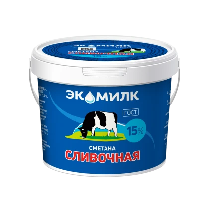 БЗМЖ Сметана Экомилк Сливочная 15% 700г
