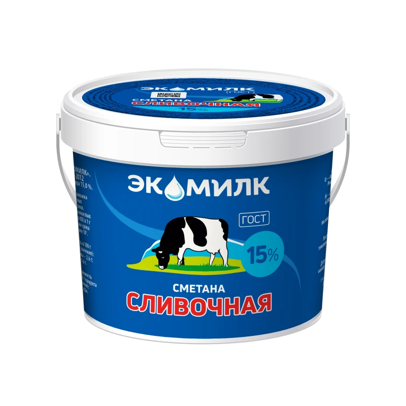 БЗМЖ Сметана Экомилк Сливочная 15% 700г