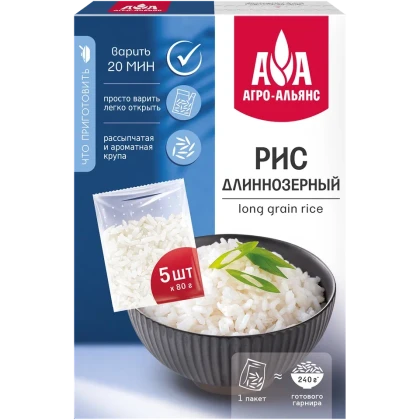 Рис Агро-Альянс длиннозерный в варочных пакетах