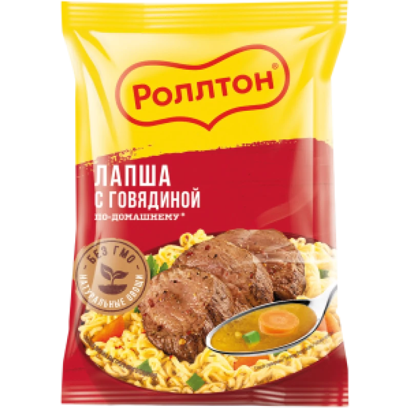 Лапша яичная Роллтон с говядиной по-домашнему