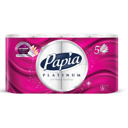 Туалетная бумага Papia Platinum 5-слойная, 8 рулонов