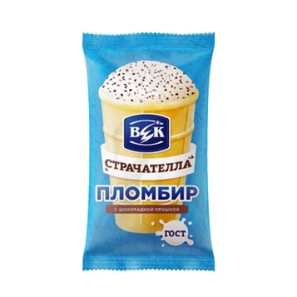 Мороженое ВЕК пломбир ванильный с шоколадной крошкой Страчателла