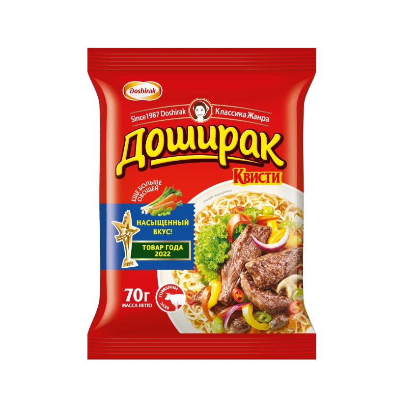 Лапша быстрого приготовления Доширак Квисти со вкусом говядины
