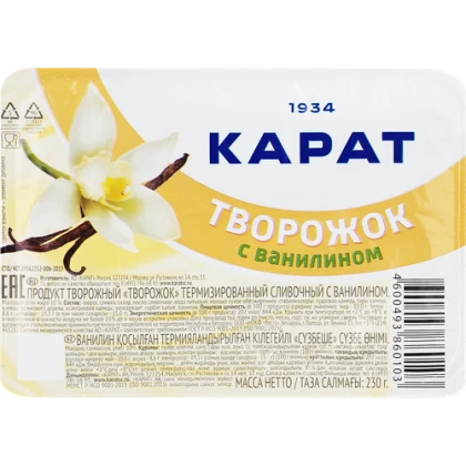 Продукт творожный КАРАТ Творожок сливочный с ванилином 10%