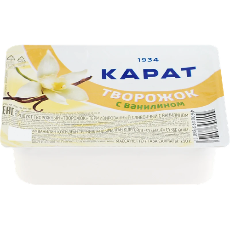 Продукт творожный КАРАТ Творожок сливочный с ванилином 10%