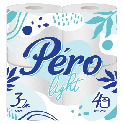 Бумага туалетная Pero Light 3-слойная, 4 рулона, белая