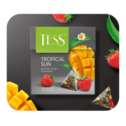 Чай TESS Tropical Sun зеленый с манго и клубникой в пирамидках
