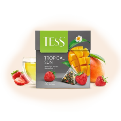 Чай TESS Tropical Sun зеленый с манго и клубникой в пирамидках