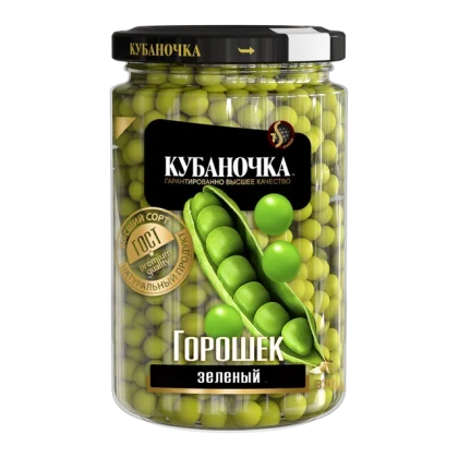 Горошек зеленый консервированный Кубаночка высший сорт