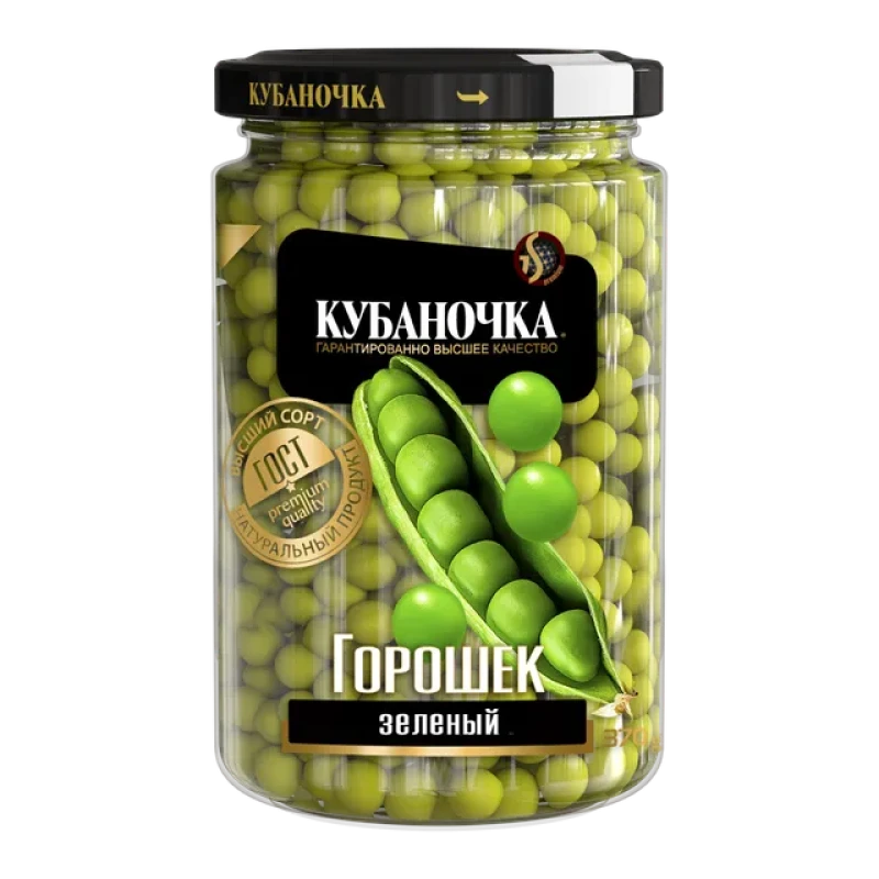 Горошек зеленый консервированный Кубаночка высший сорт
