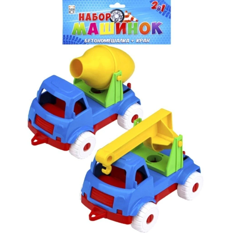 Набор машинок №2 Бетономешалка + Кран Рыжий кот И-5678