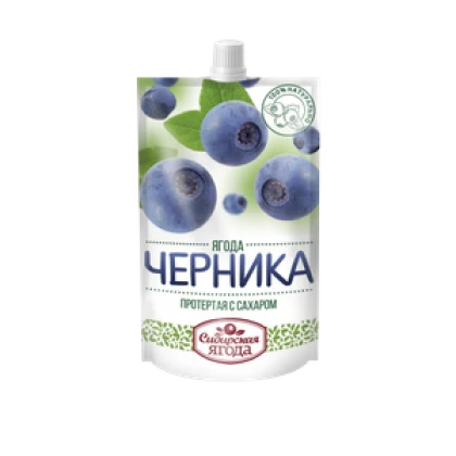 Черника протертая с сахаром Сибирская Ягода