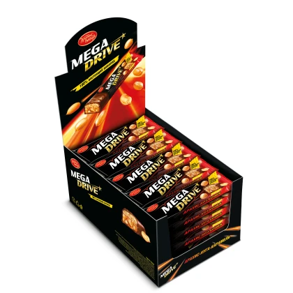 Шоколадный батончик Mega Drive с арахисом, нугой и мягкой карамелью