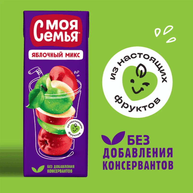 Напиток сокосодержащий Моя Семья Яблочный микс
