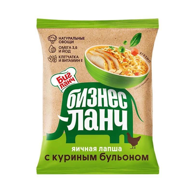 Лапша яичная быстрого приготовления Бизнес Ланч с куриным бульоном